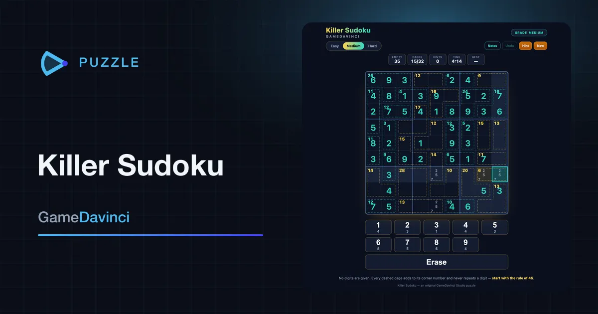 Play Killer Sudoku — free online Puzzle game