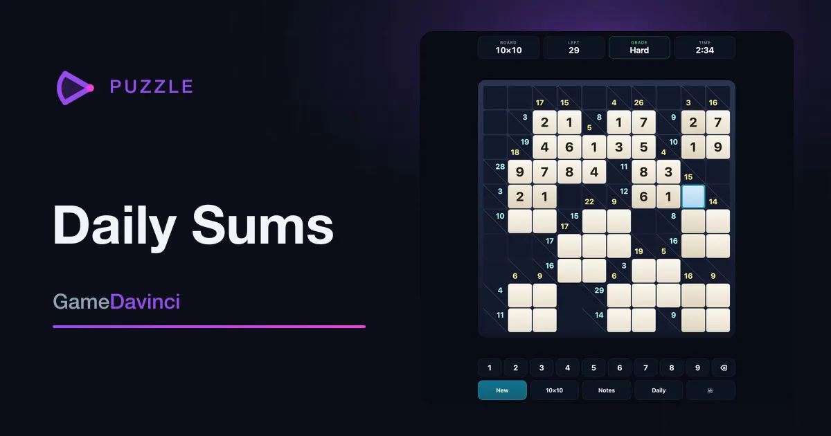 Play today's Daily Sums daily puzzle