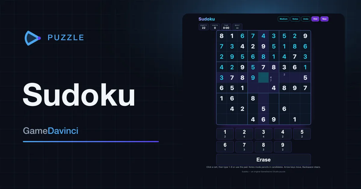 Play Sudoku — free online Puzzle game