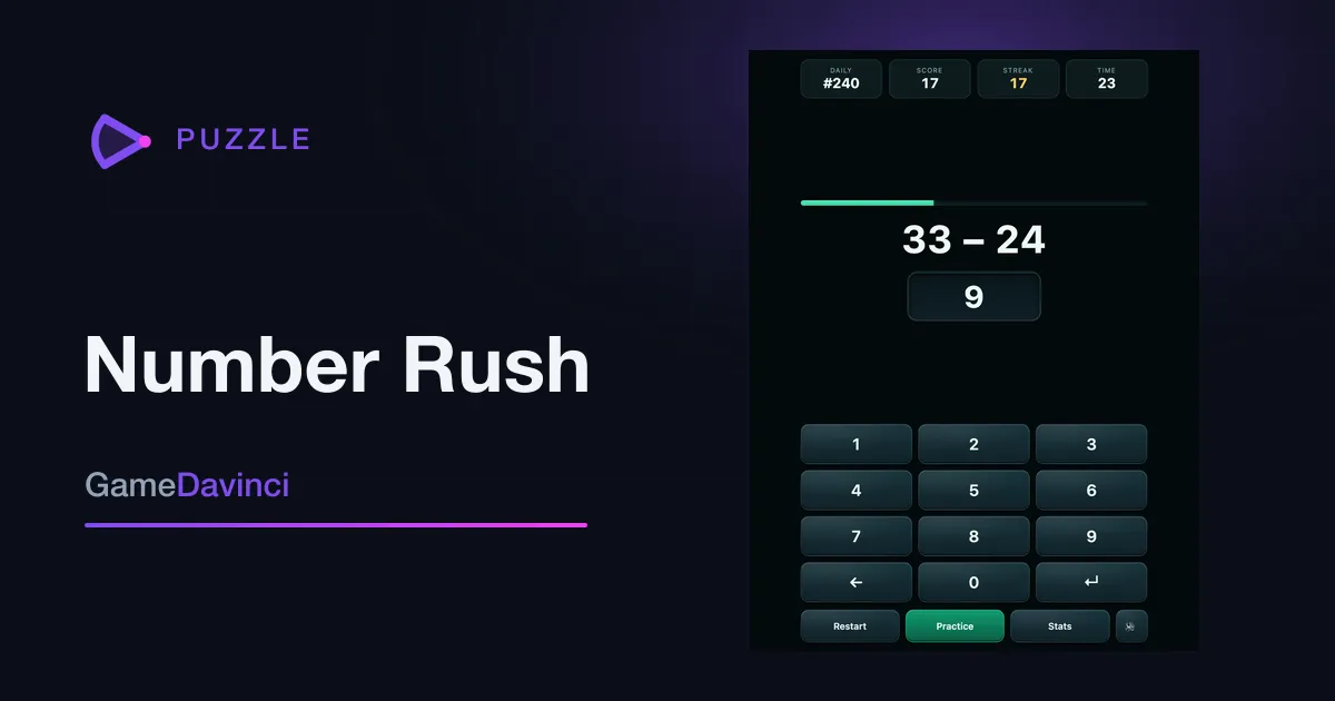 Play today's Number Rush daily puzzle