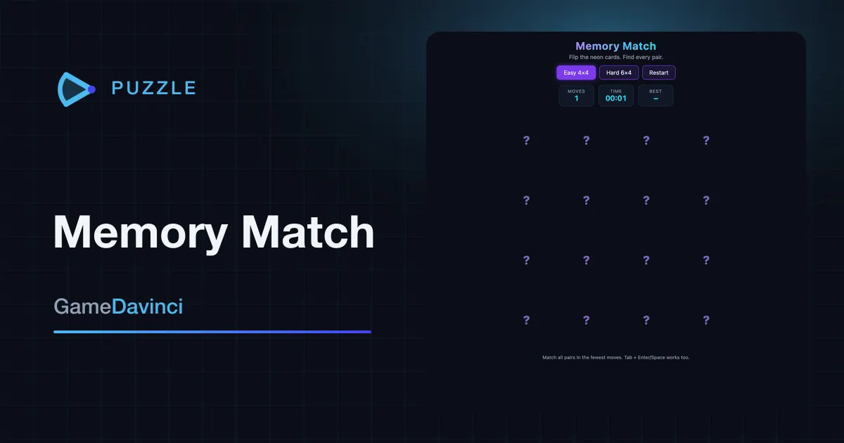 Play Memory Match — free online Puzzle game