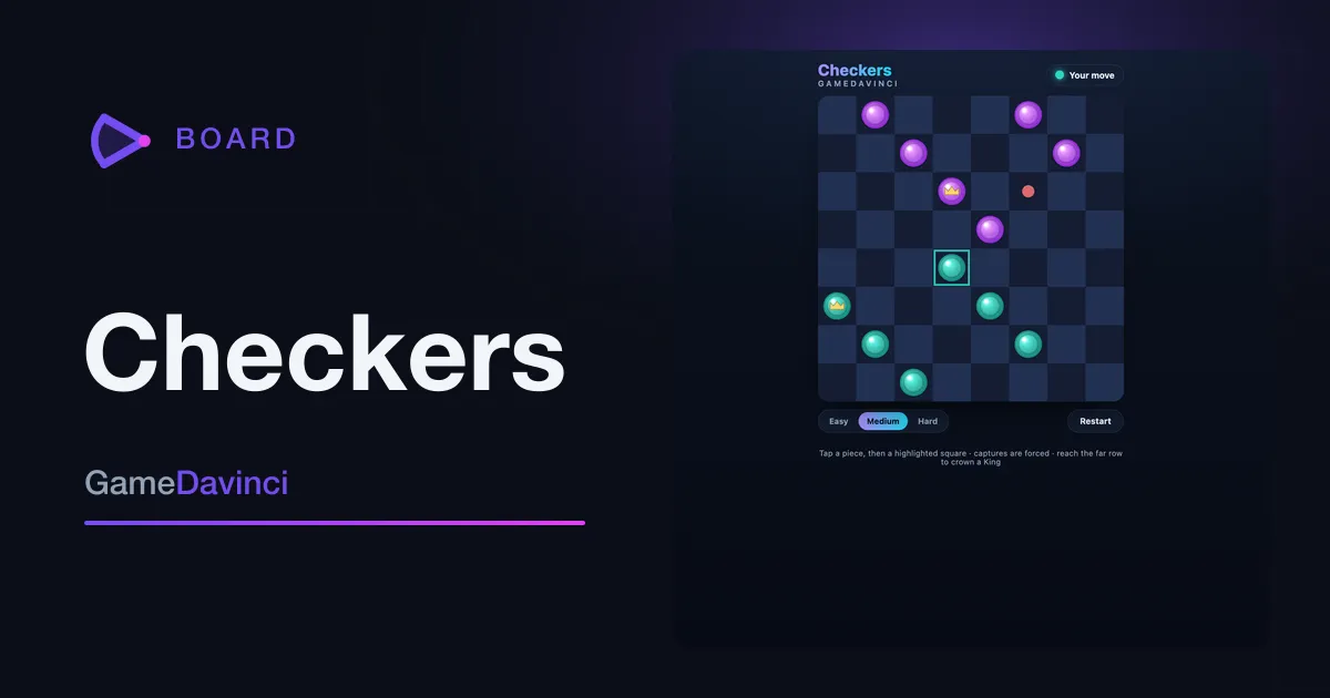 Play Checkers — free online Board game