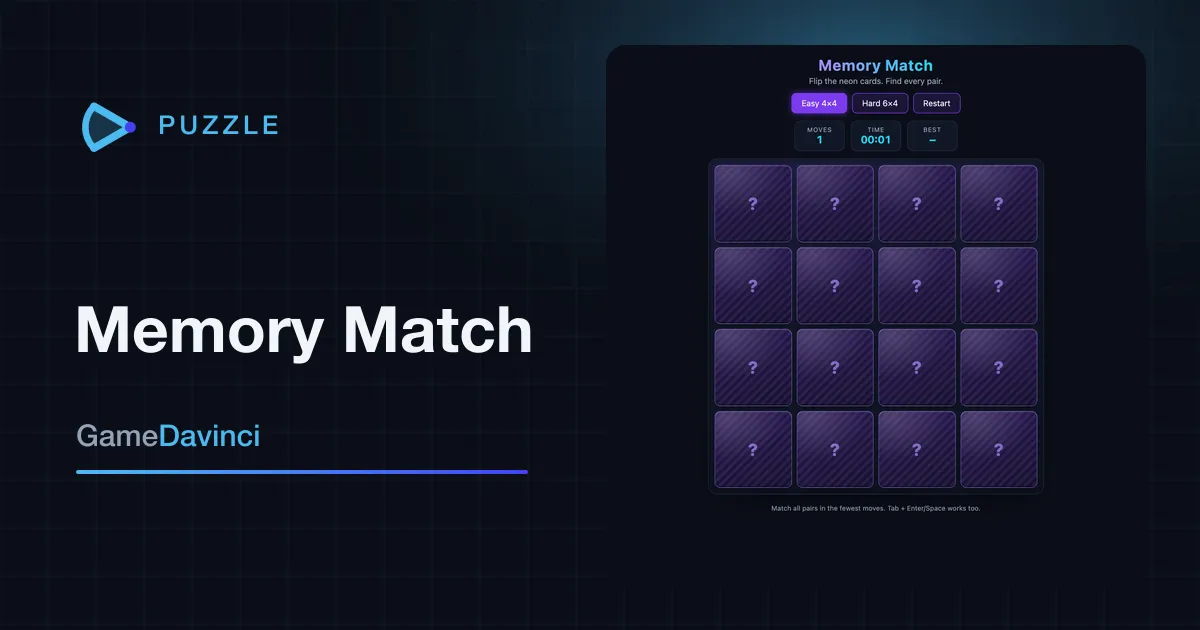 Play Memory Match — free online Puzzle game